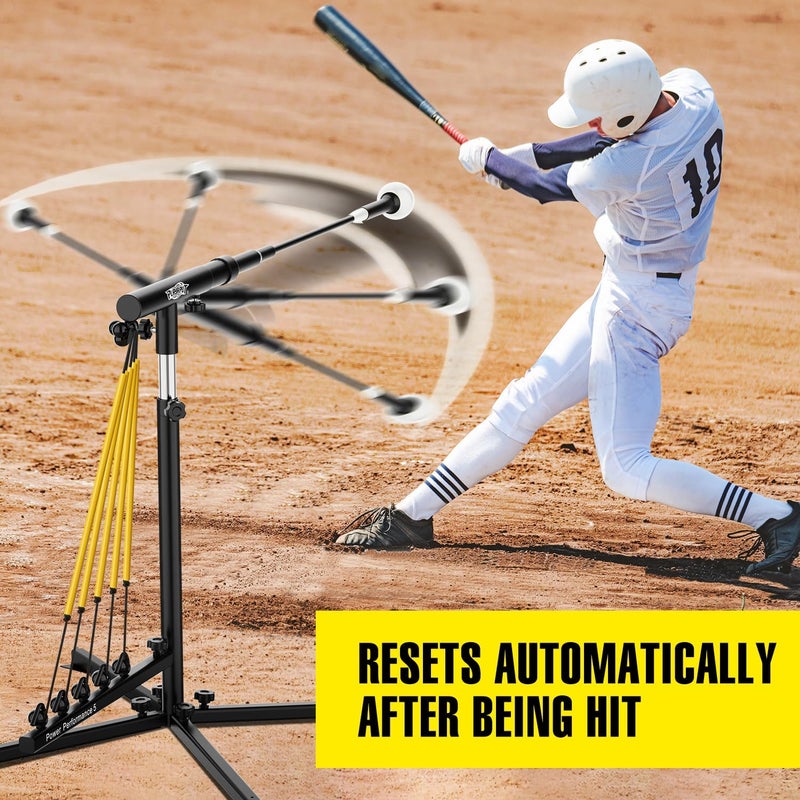PLAYAPUT Baseball Softball Swing Trainer with 5 Power Bands,Auto Reset Baseball Training Equipment,Baseball Hitting Trainer,Height Adjustable 31-47 inches Softball Swing Trainer Improve Power,Speed - Image 5